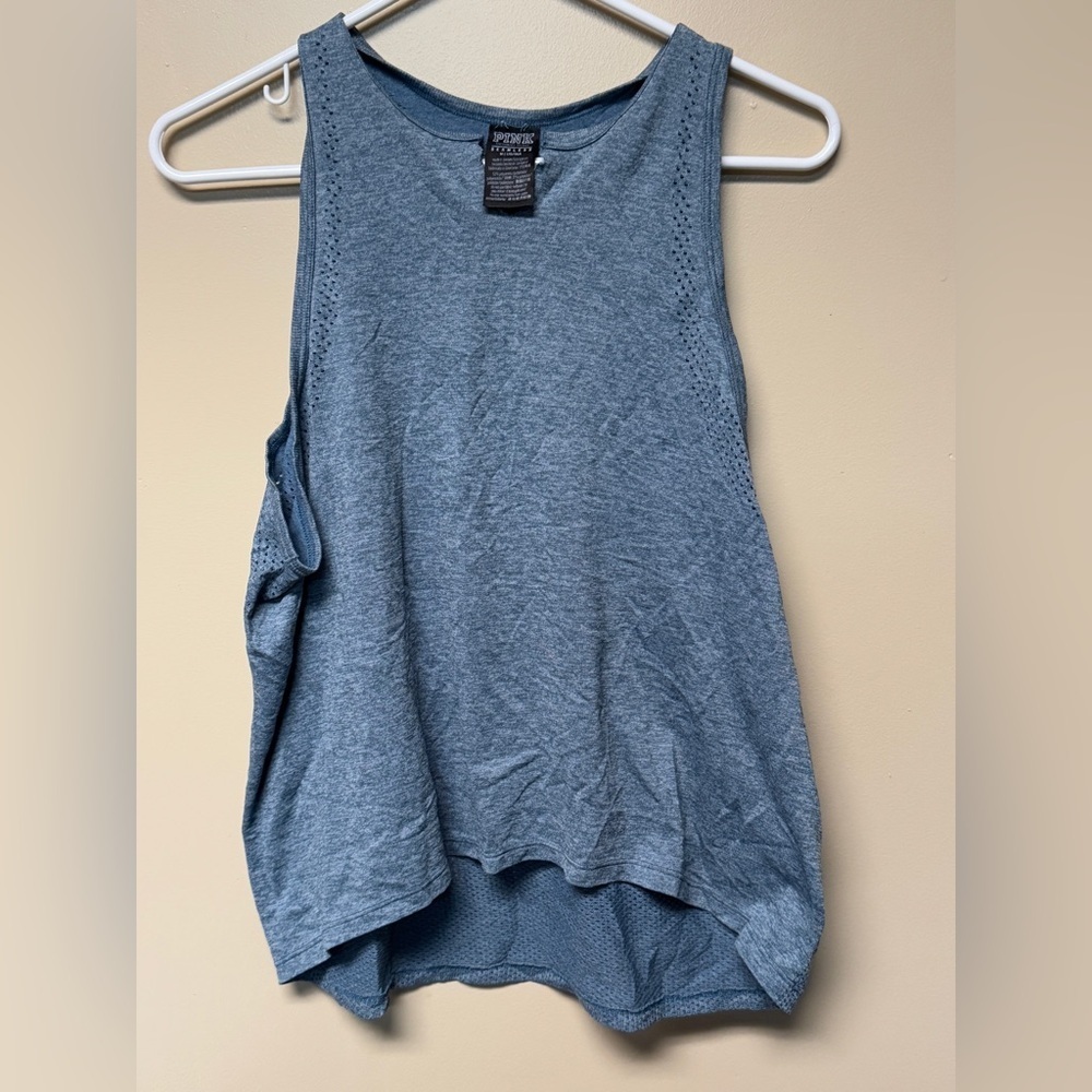 Victoria's Secret PINK Women's High Low Seamless Sleeveless Tank Top Blue M